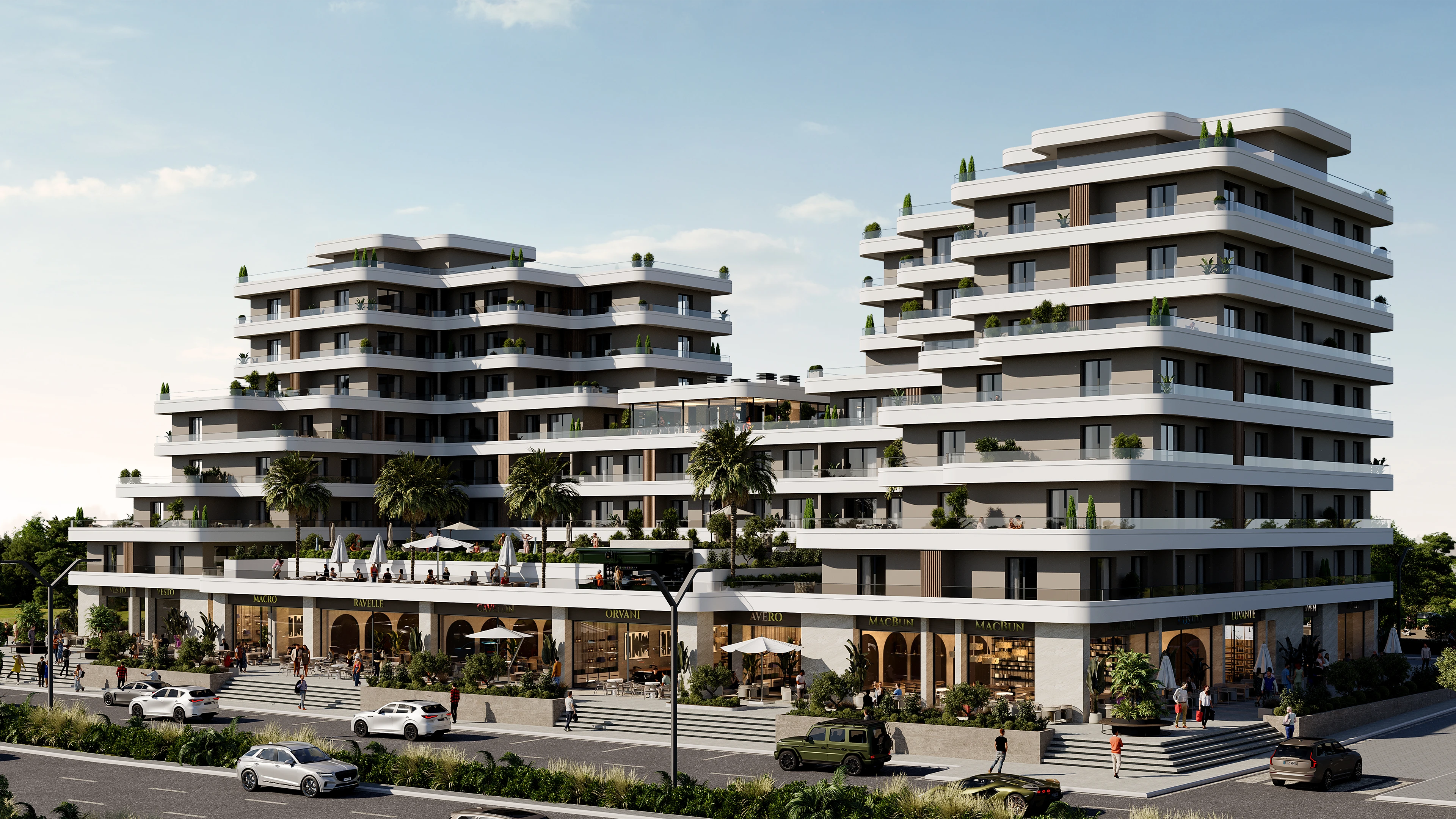 Rizmir Cadde — Außenfassade entlang des Boulevards