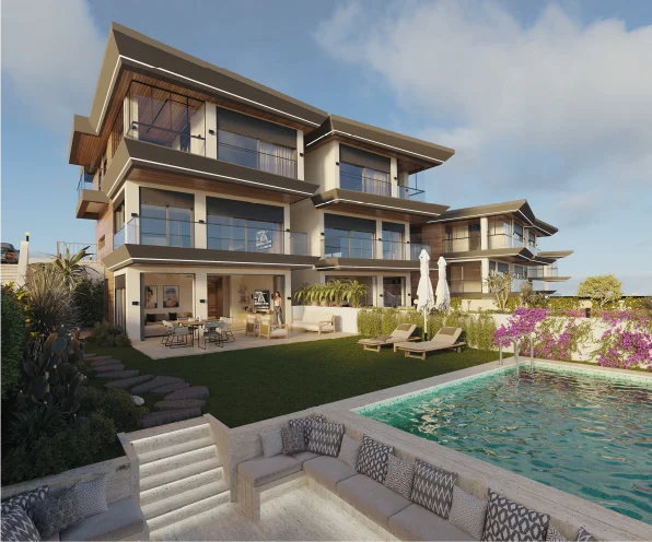 Harmony Life — Garten- und Poolbereich — Rendering
